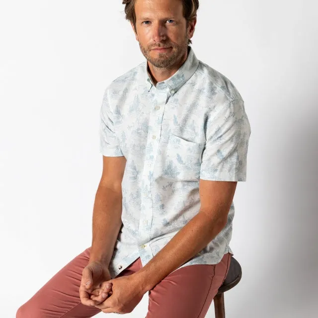 Mens Linen Cotton Oxford Sport Shirt - Lakeview Toile