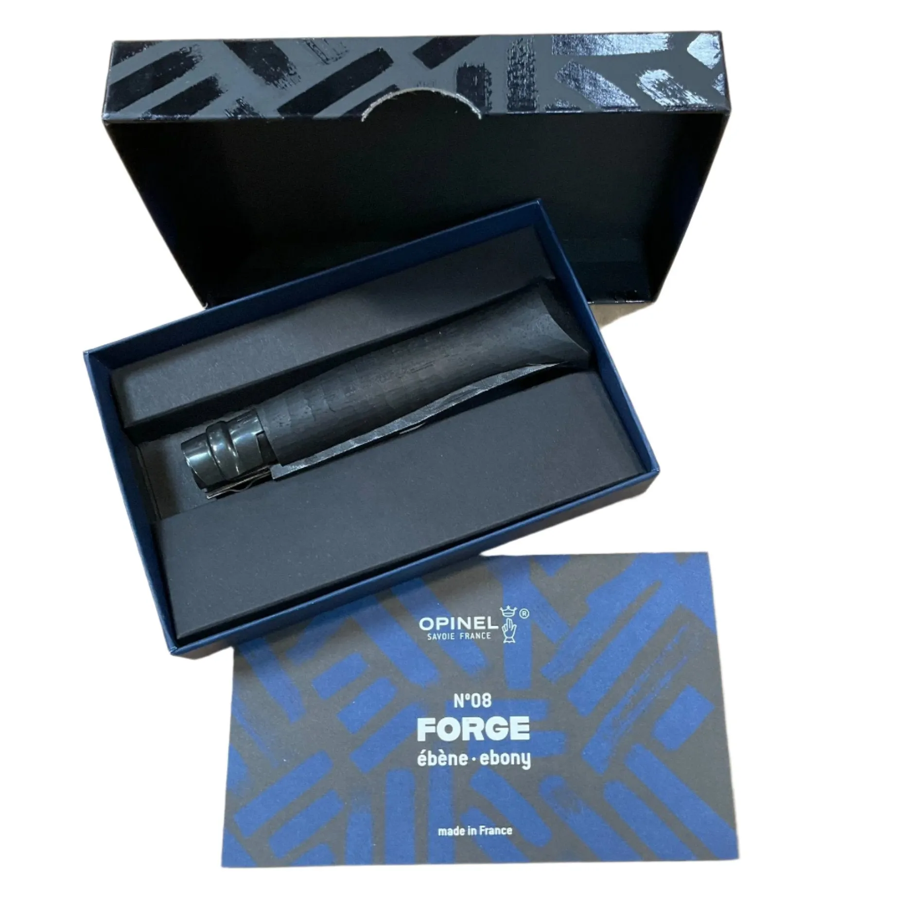 Opinel No.8 Carbon Forge Pocket Knife Ebony w Gift Box Limited Edition