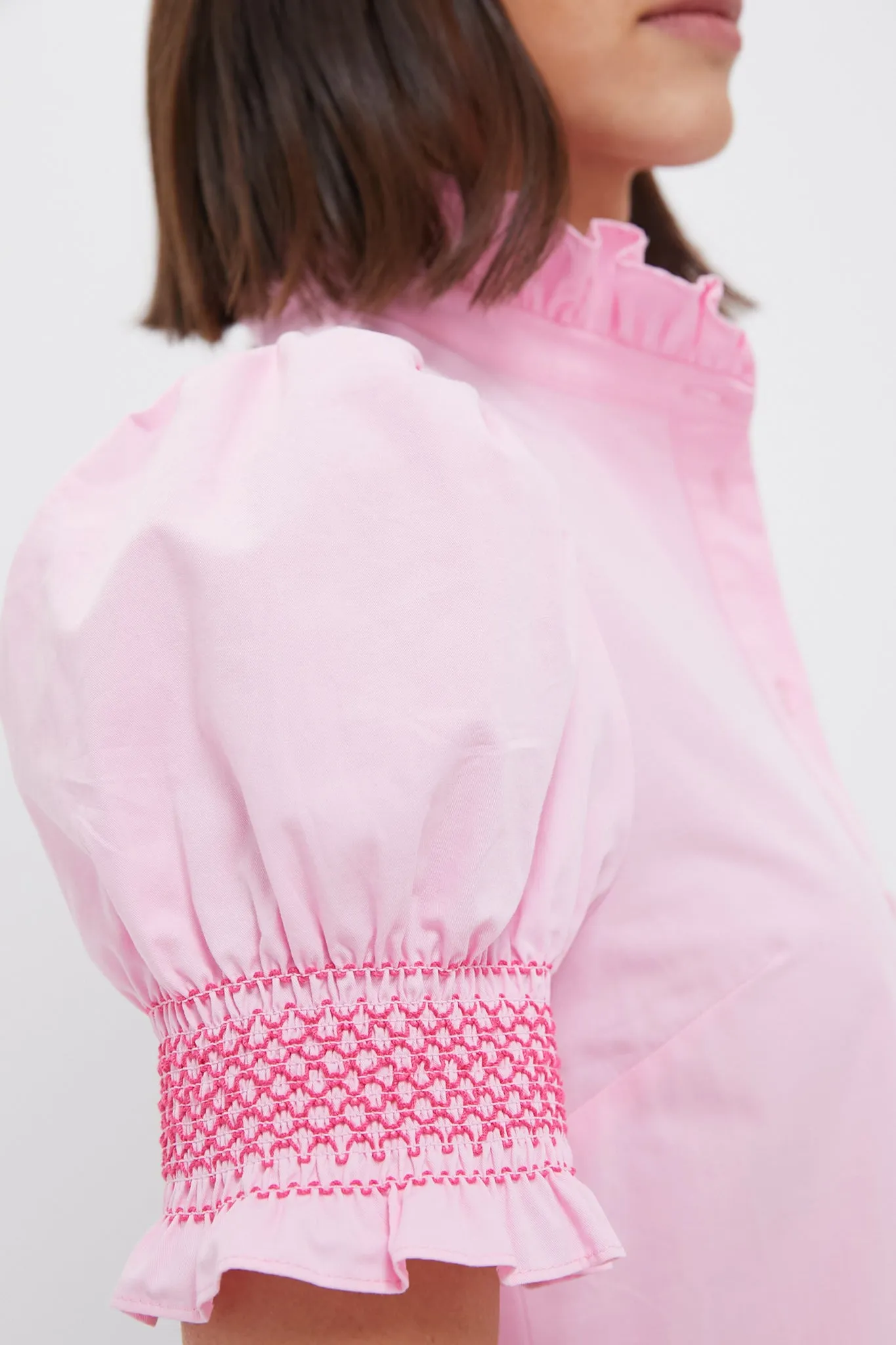 Pink Embroidery Eliza Midi Dress