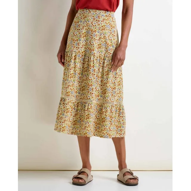 Womens Marigold Tiered Midi Skirt